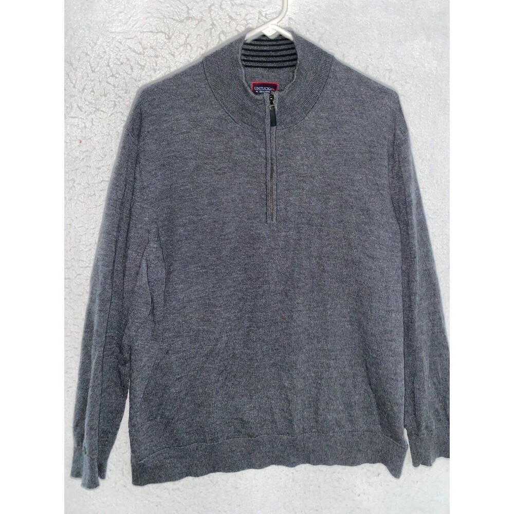 Untuckit Mens 2XL 1/4 Zip Pullover Sweater Merino Wool Belgurado Long Sleeve